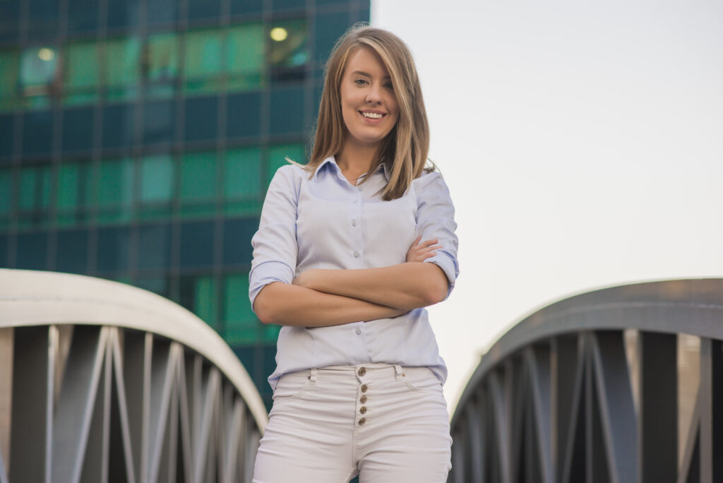 young happy women or student on the property business background